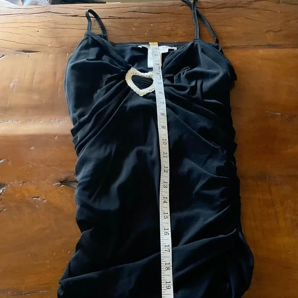 Studio M Black Gauzy Spaghetti Strap Ivory Heart Top  Sz Medium - Picture 5 of 5